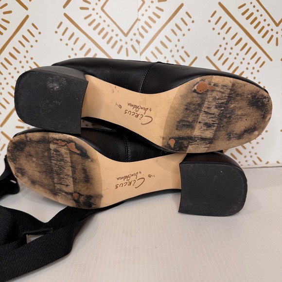 Circus NY Della Wrap Up Block Heel Ballet Sz 9 Black Ribbon Tie Square Toe Goth - Picture 13 of 15